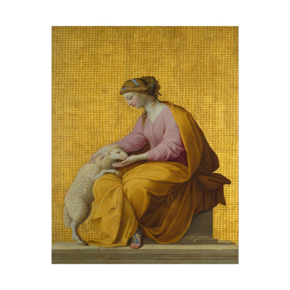 Eustache Le Sueur's Meekness featuring a woman and a lamb.