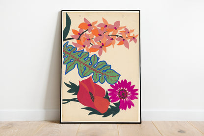 Embroidery of Leaves and Flowers poster by Paul Poiret - Black frame wall art