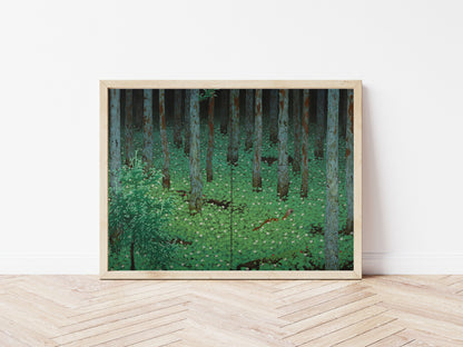 Weasel in Wild Strawberry patch poster by Katayama Bokuyo - Black frame wall art