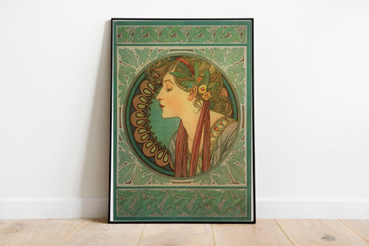 Laurel poster by Alphonse Mucha  - Black frame wall art