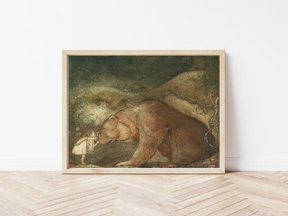 Poor Little Bear poster by John Bauer  - Black frame wall art