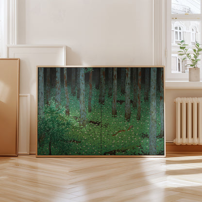 Weasel in Wild Strawberry patch poster by Katayama Bokuyo - Neutral room decor with framed print