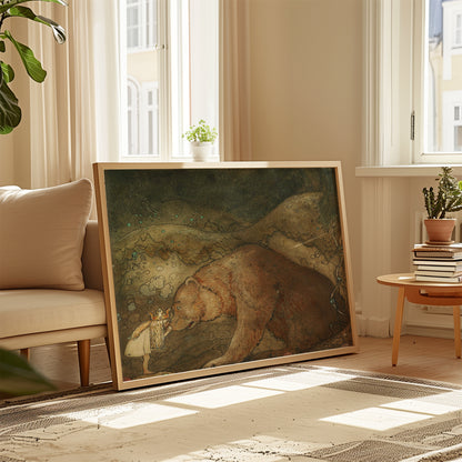 Poor Little Bear poster by John Bauer  - Neutral room decor with framed print