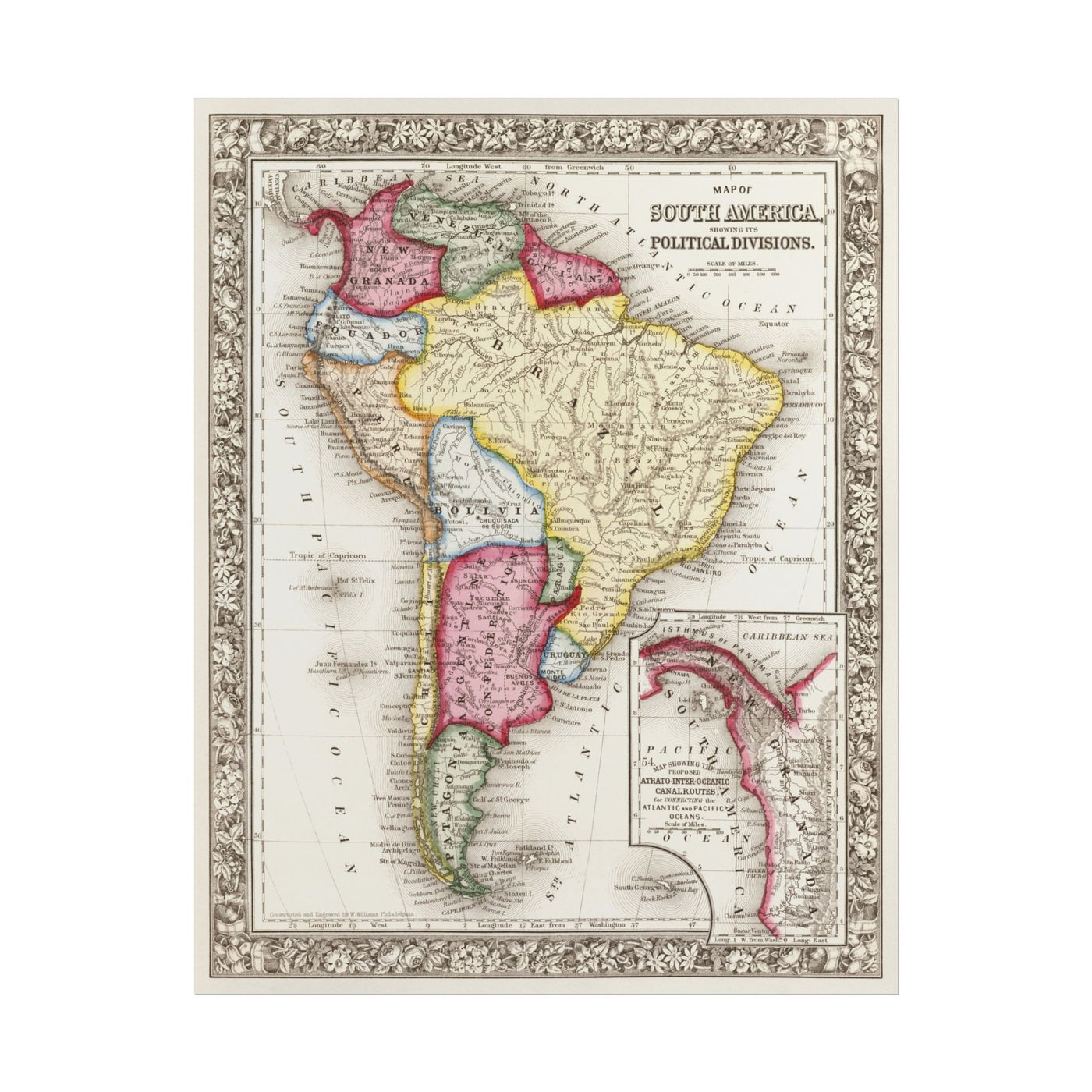 Map of South America 11″×14″