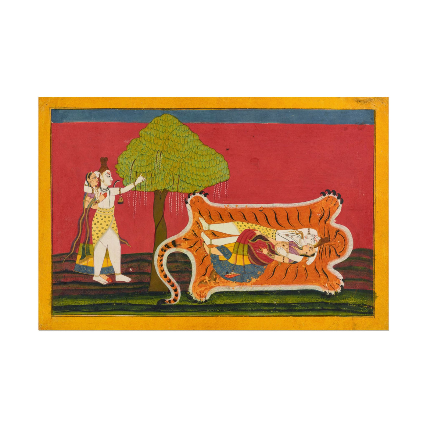 Shiva and Parvati on Tiger Skin 14″×11″