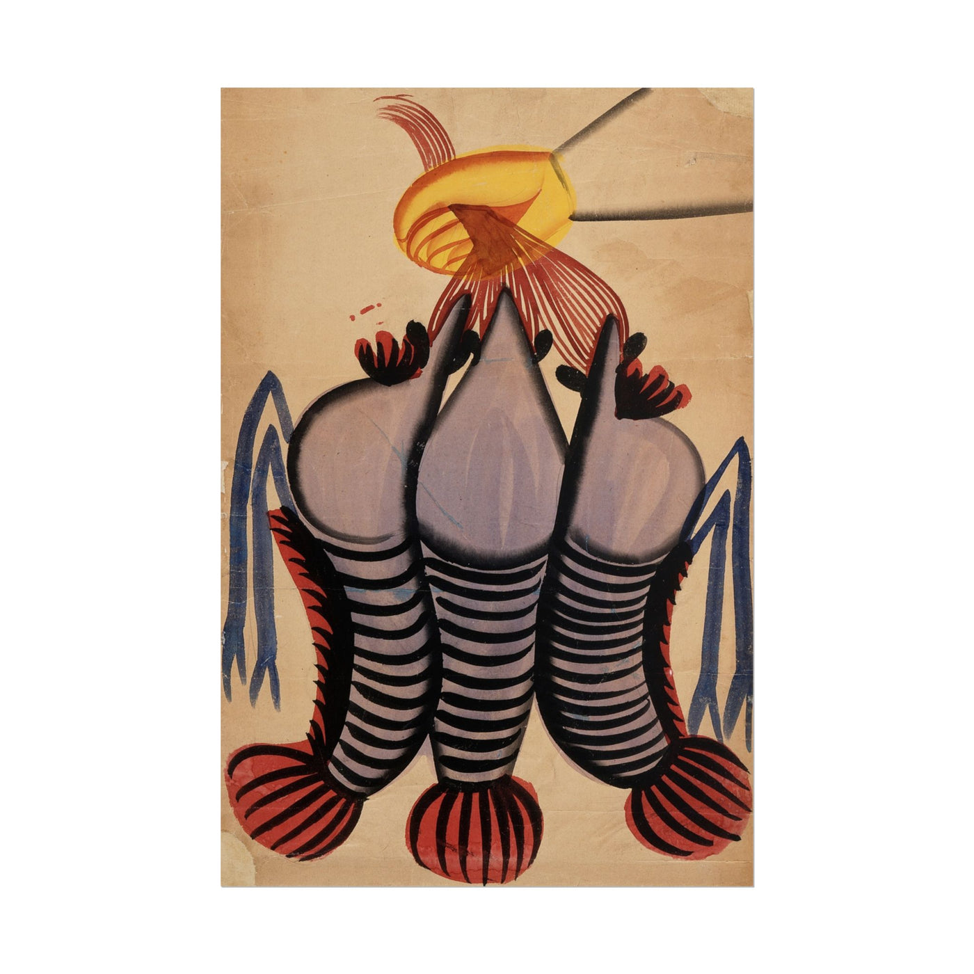 A Hand Holding Prawns 12″×18″