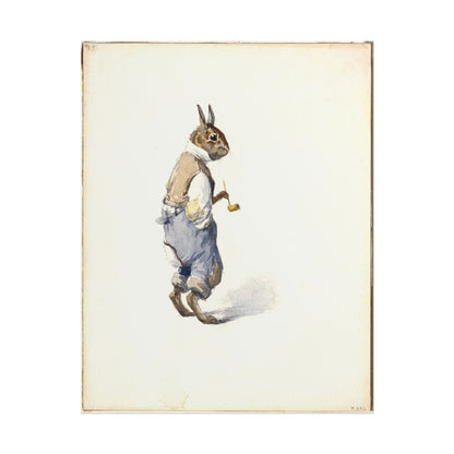 Whimsical watercolor illustration of Br'er Rabbit with pipe.