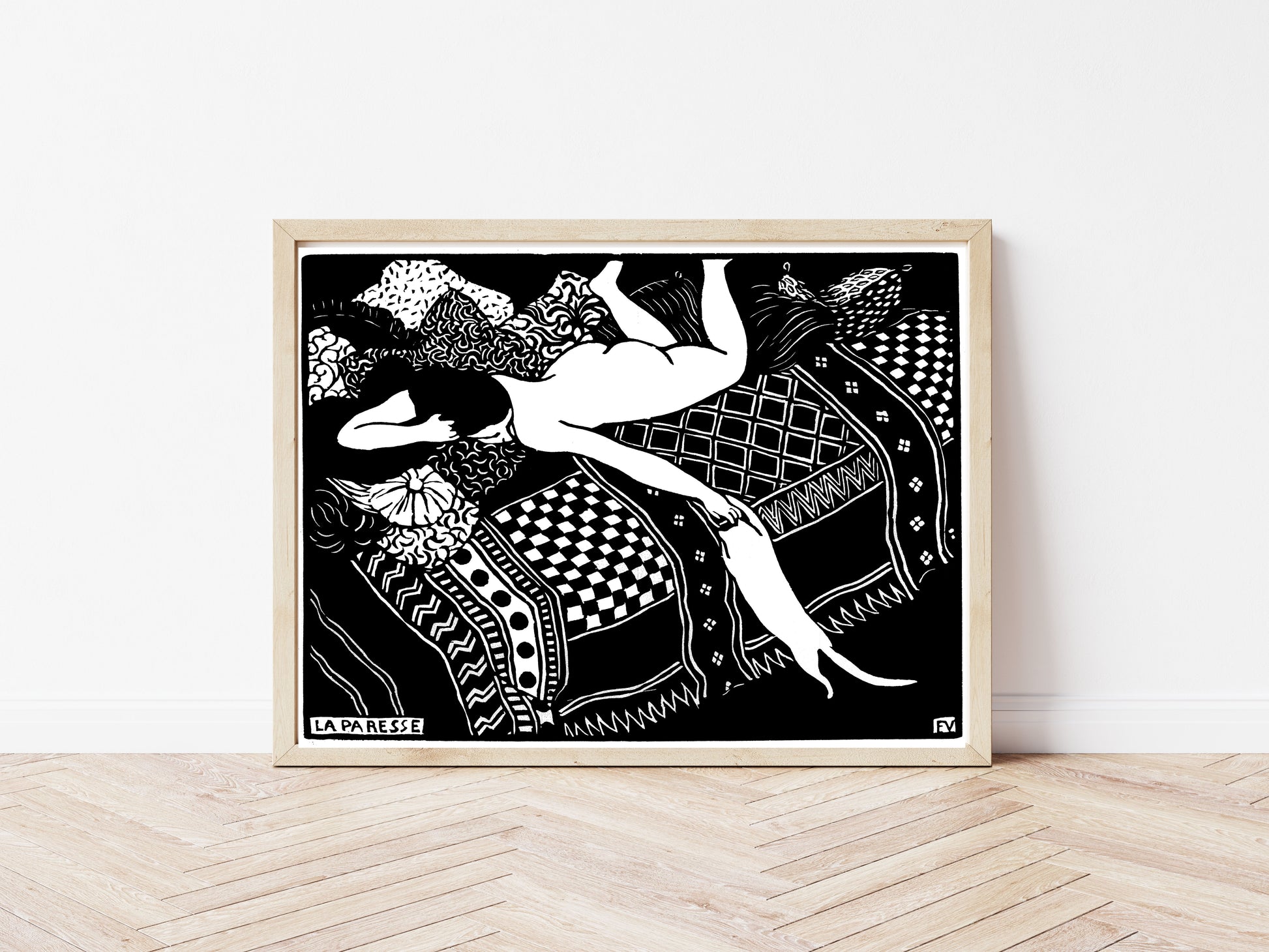 La Paresse poster by Felix Vallotton  - Black frame wall art