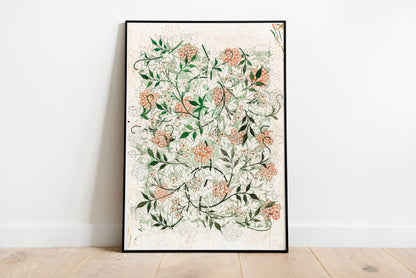 Jasmine Illustration poster by  William Morris  - Black frame wall art