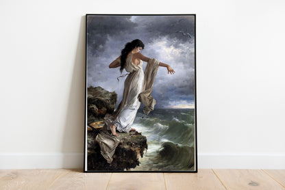 Death of Sappho poster by Miguel Carbonell Selva  - Black frame wall art
