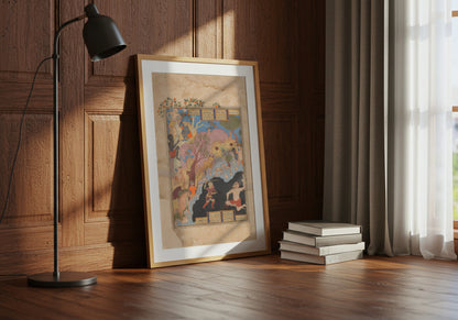 Rustam Slays the White Div poster by Kawase Hasui & Watanabe Shozaburo - Neutral room decor with framed print