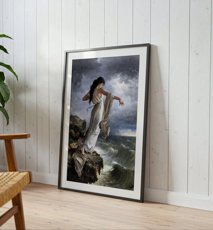 Death of Sappho poster by Miguel Carbonell Selva  - Neutral room decor with framed print