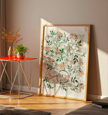 Jasmine Illustration poster by  William Morris  - Neutral room decor with framed print