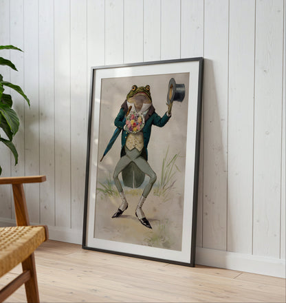 A Toad in Morning Dress poster by G. Hope Tait - Neutral room decor with framed print