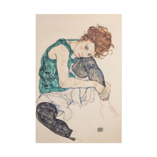Seated Woman with Bent Knee poster by Egon Schiele - 12x18 inch print