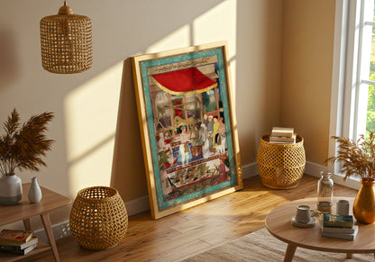 Emperor Jahangir and Prince Khurram poster by Manohar - Neutral room decor with framed print
