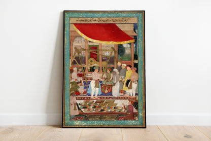 Emperor Jahangir and Prince Khurram poster by Manohar - Black frame wall art