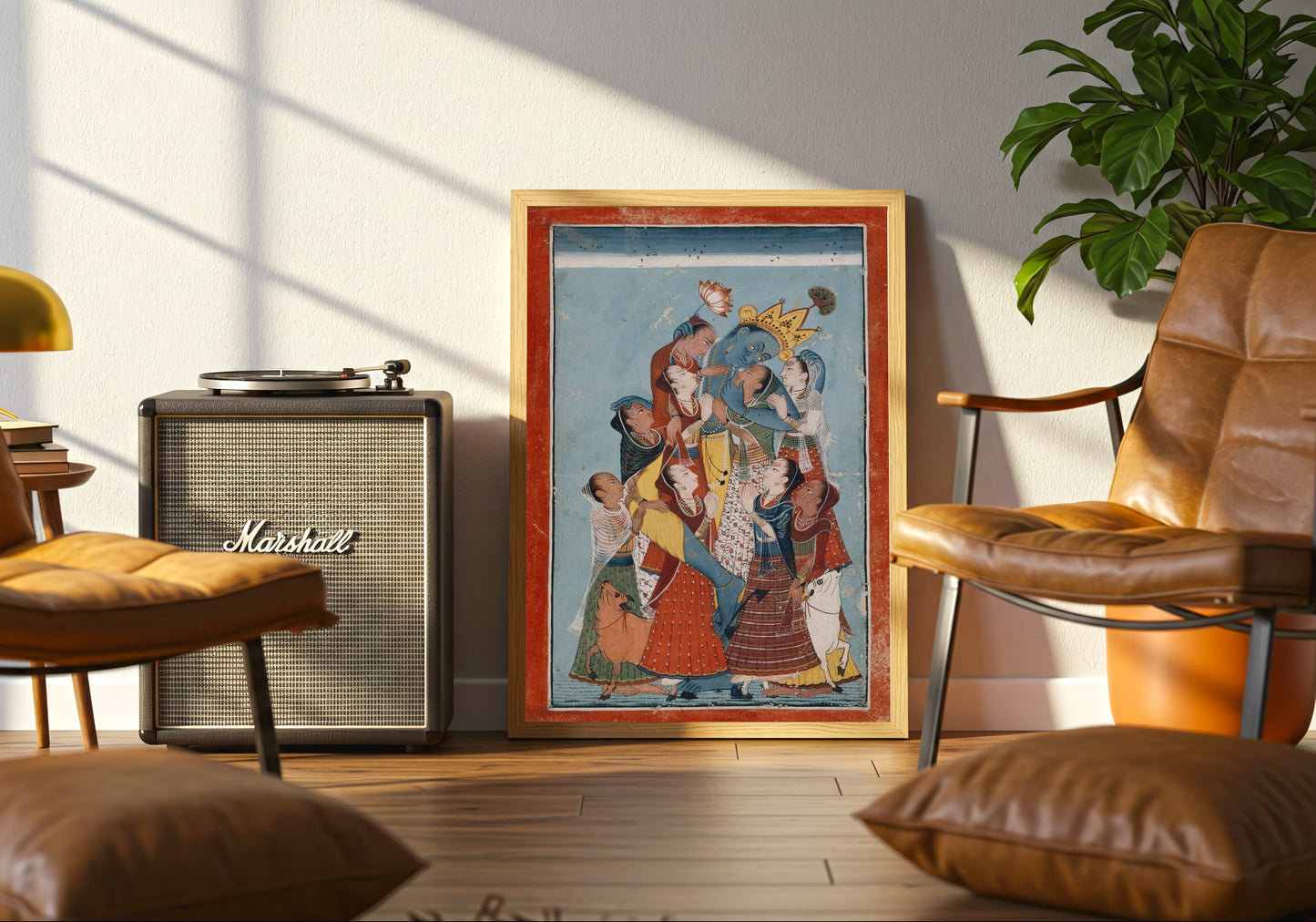 Gopis Clinging to Krishna