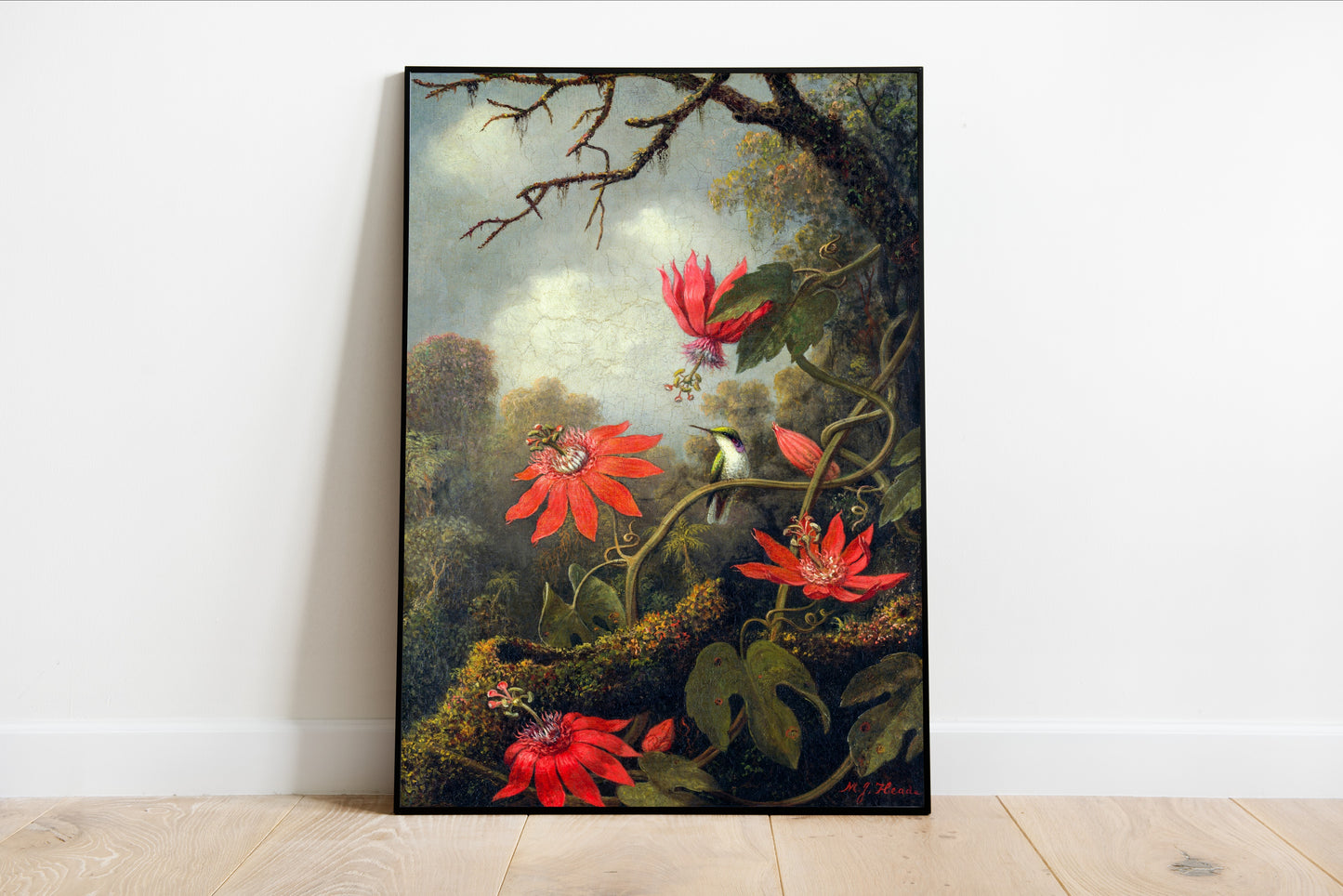 Hummingbird and Passionflowers