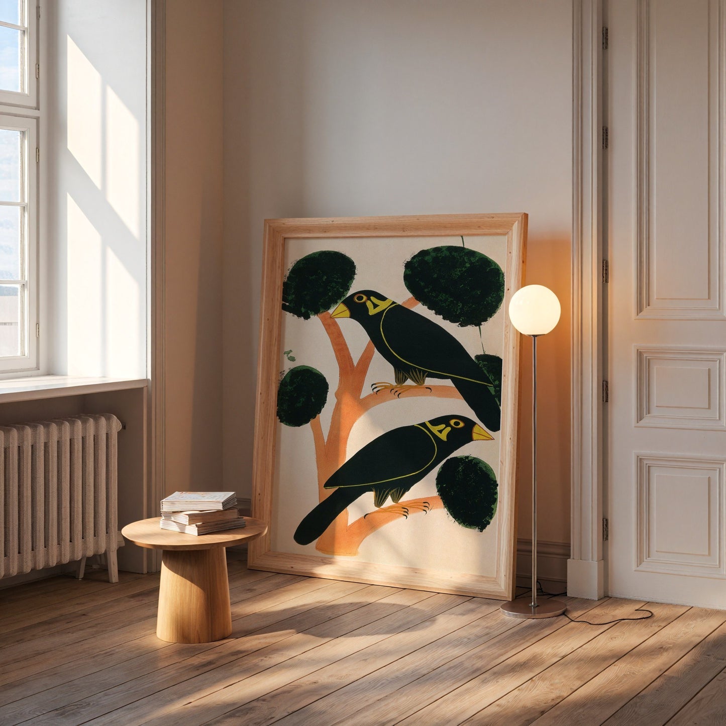 Two Large Crows on Tree Branches