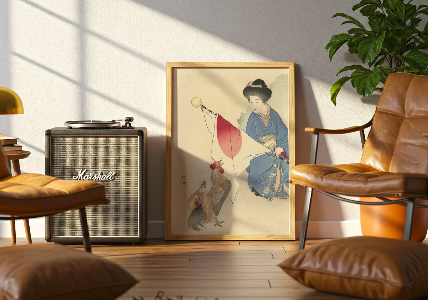 Woman with Flag and Rooster