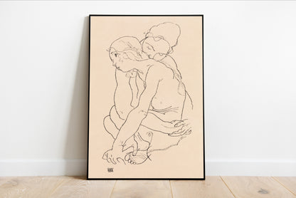 Woman and Girl Embracing