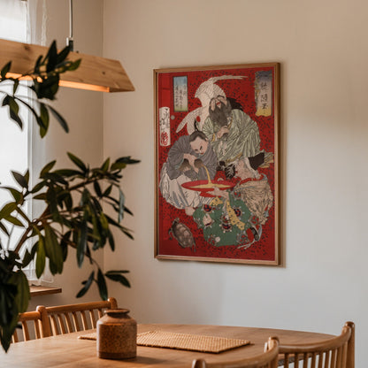 Tobosaku and Urashima Taro Drinking Wine