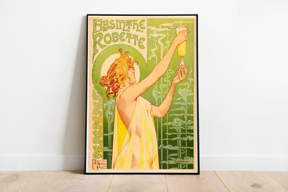 Absinthe Robette Advert poster by Henri Privat-Livemont - Black frame wall art