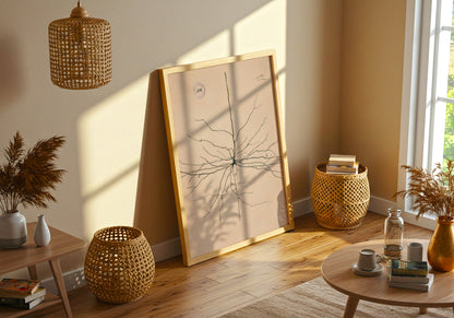 Neuron Drawing poster by Ramon Santiago y Cajal  - Neutral room decor with framed print